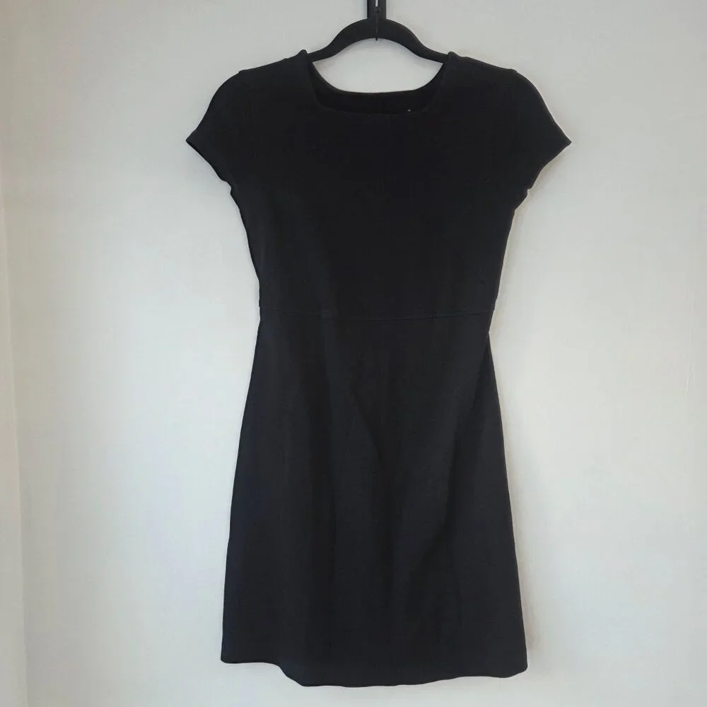 Everlane Black Essential Dress Casual Stretch Basic Short Sleeve Women's XS - Picture 1 of 5